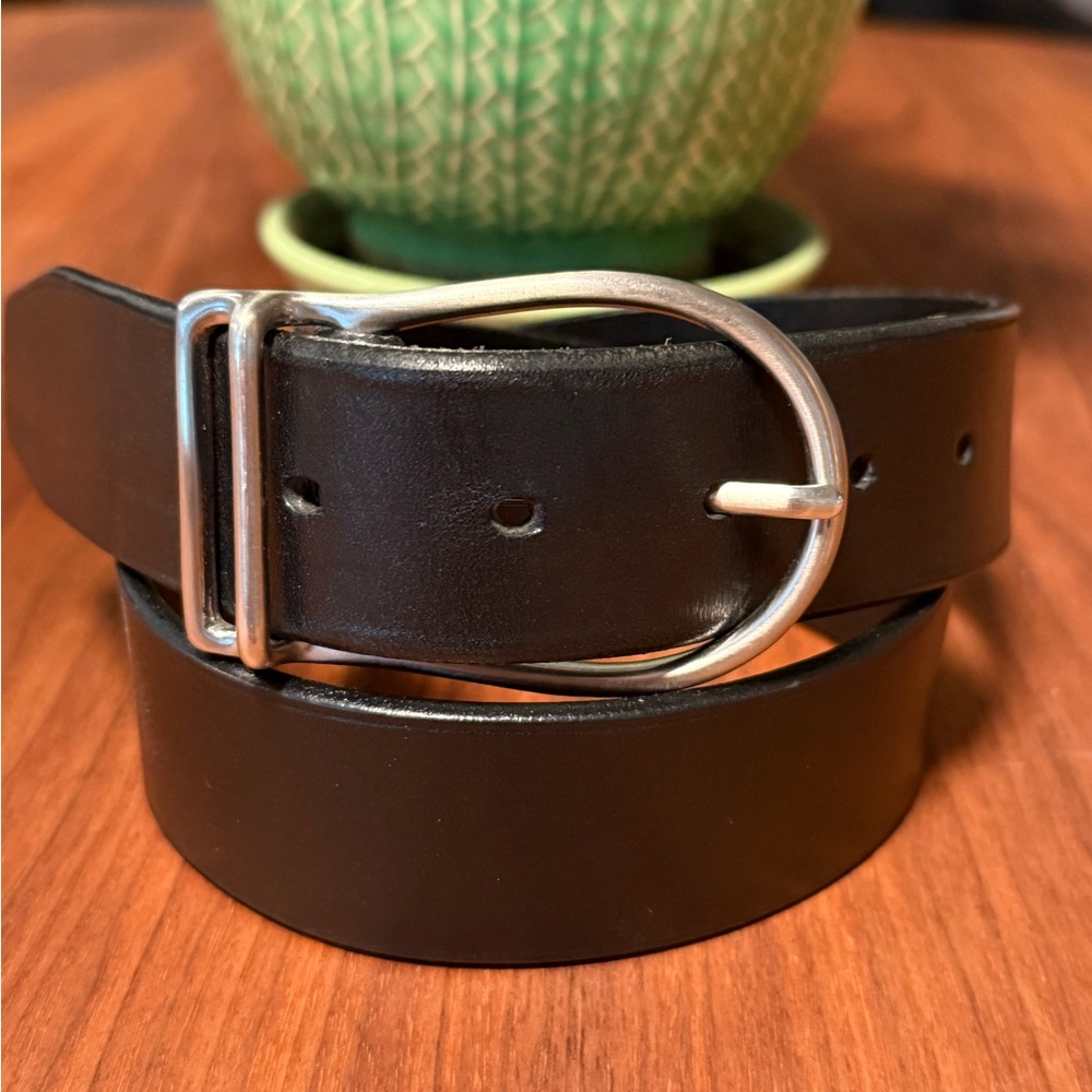 Y2K Ralph Lauren Polo Sport Black Leather Belt made in USA Sz Sm